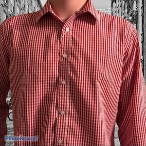 Xi Peng Red Checked Plaid Button Front Shirt